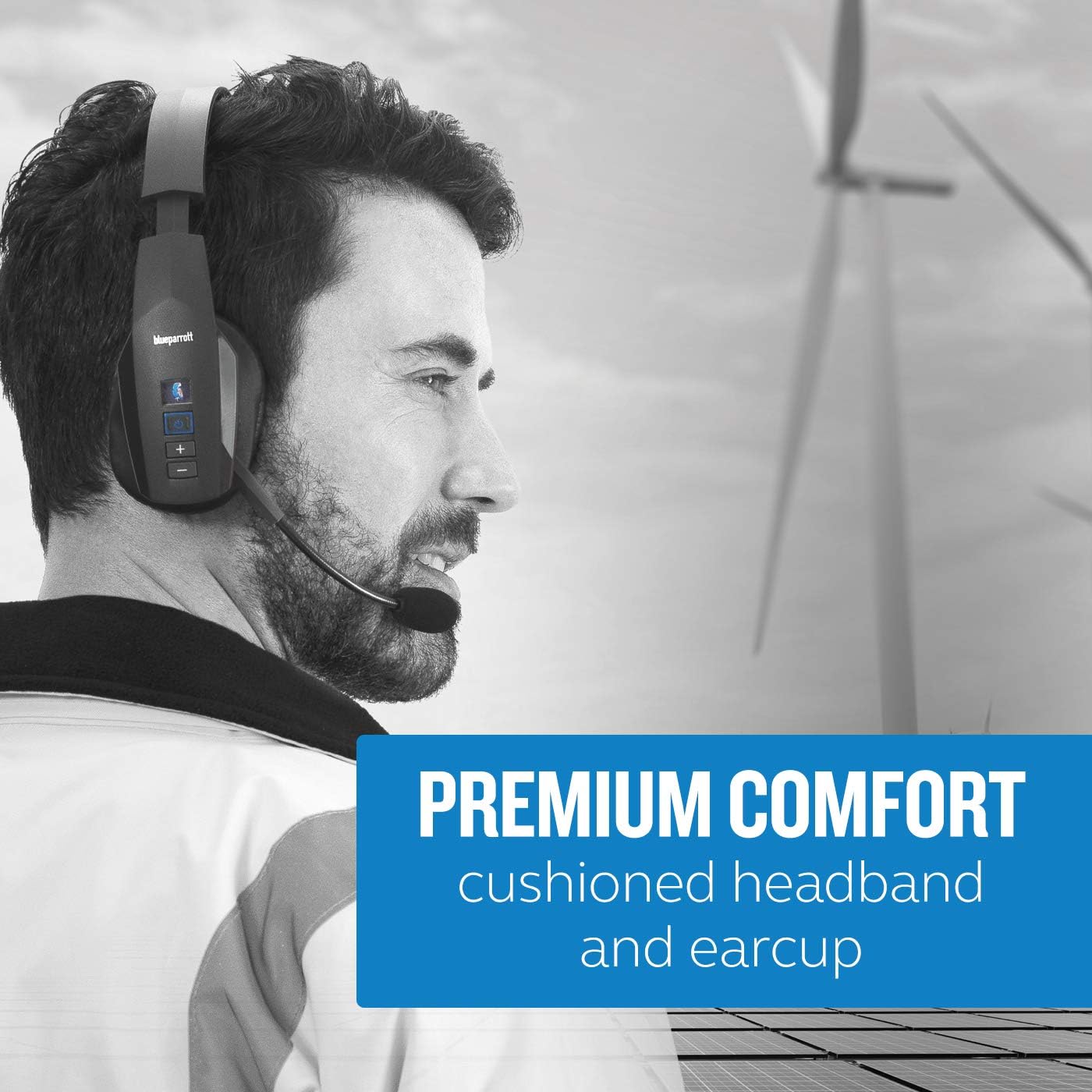BlueParrott B450-XT Mono Bluetooth Wireless Headphones 96% Noise Canceling Over Head Trucker Headset with Mic, All Day Comfort Padded Headband, 300 ft. Wireless Range, 24 hrs. Talk Time, Black - Image 3