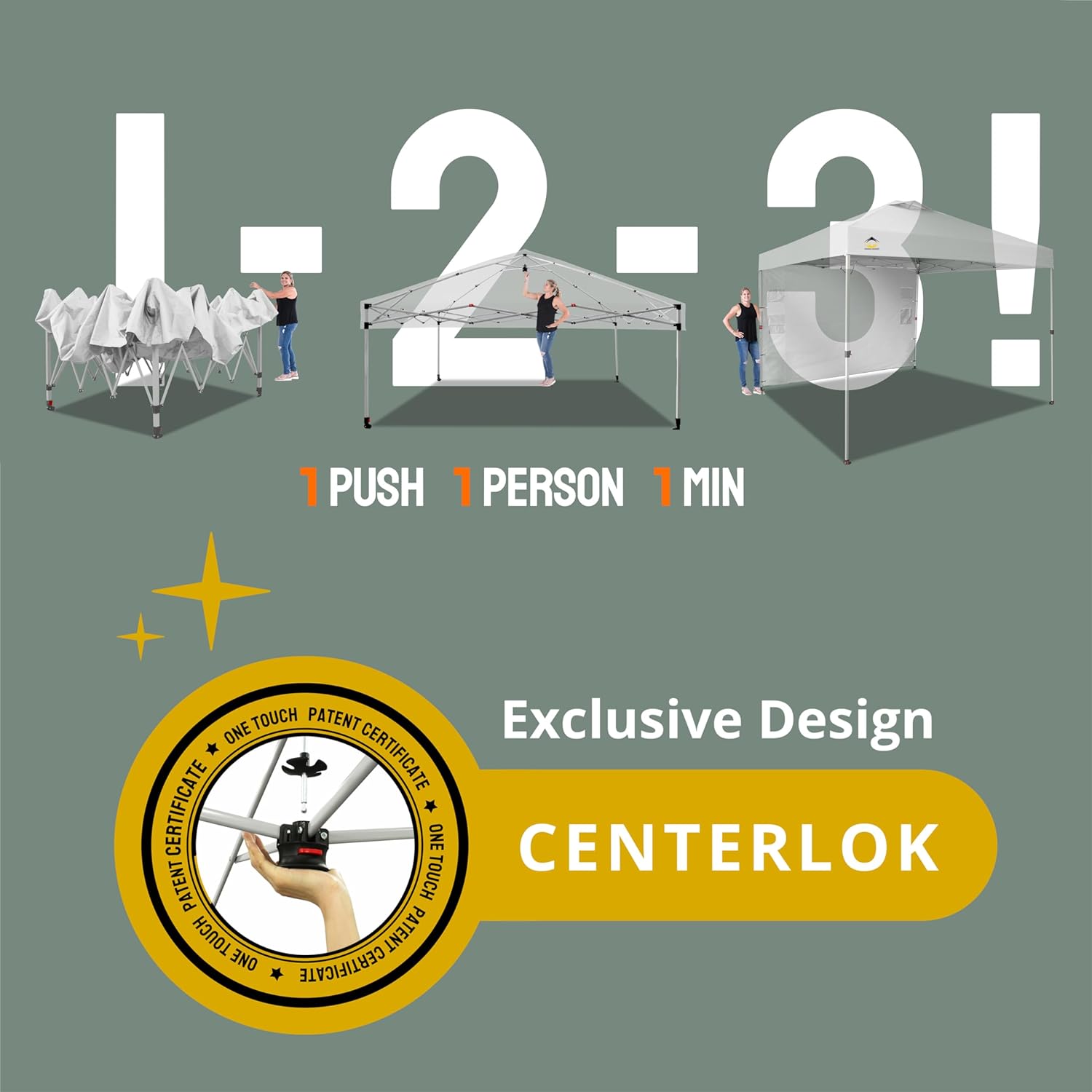 CROWN SHADES 10x10 Pop Up Canopy with 1 Side Wall - Beach Tent with One Push Setup - Outdoor Sun Shade for Events, Parties, Camping - Gazebo with STO-N-Go Cover Bag (White) - Image 2