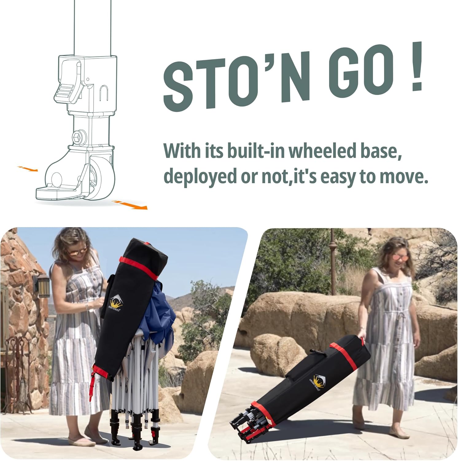 CROWN SHADES 10x10 Pop Up Canopy with 1 Side Wall - Beach Tent with One Push Setup - Outdoor Sun Shade for Events, Parties, Camping - Gazebo with STO-N-Go Cover Bag (White) - Image 8