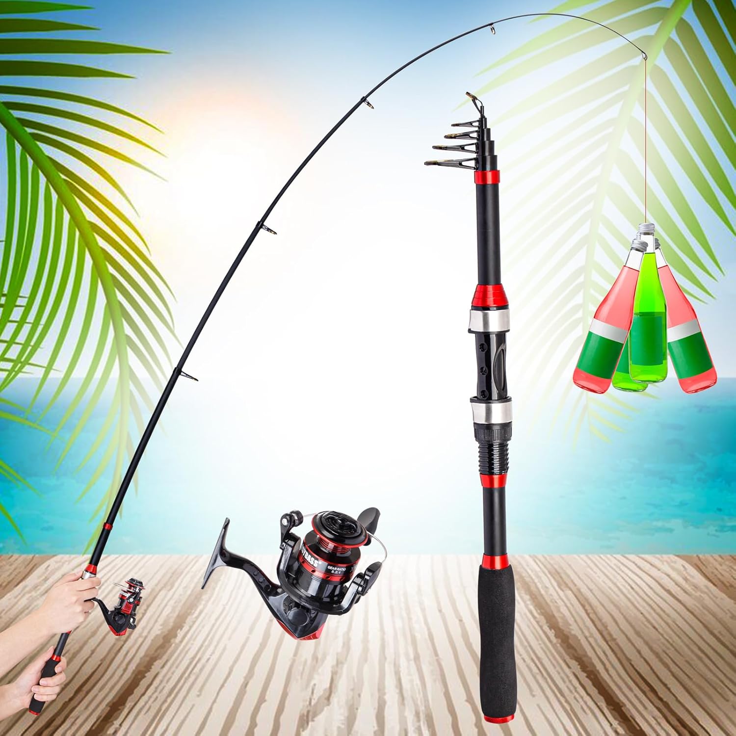 I00000 Fishing Rod and Reel Combos with Fiberglass Telescopic Fishing Pole - Spinning Reel Fishing Carrier Bag, Freshwater and Saltwater Fishing Rod Kit,Travel Fishing Kit for Bass Trout - Image 7